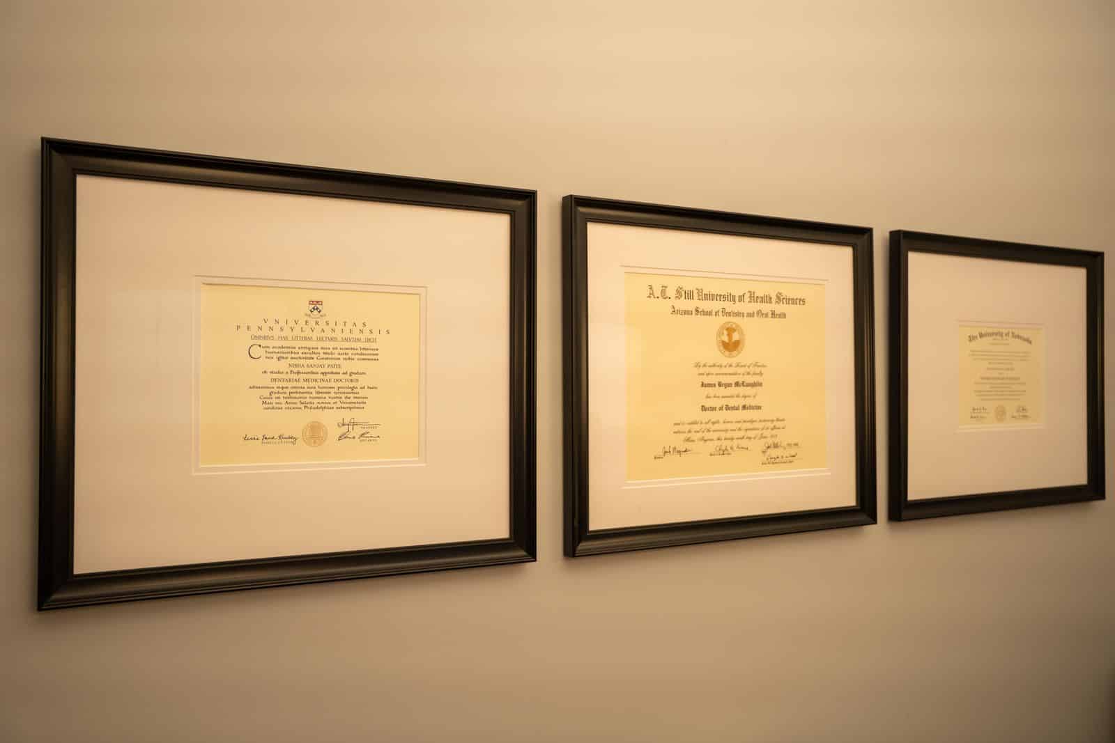 certificates dentist office